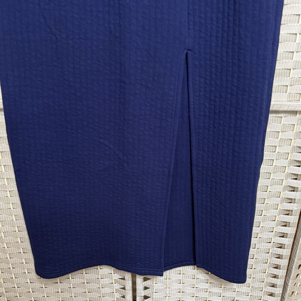 Offline by Aerie COFFEE RUN MAXI SKIRT L Navy Blue Quilted Knit Front Slit NEW - Picture 5 of 12
